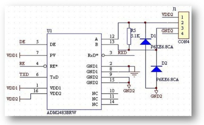 RS485電路及隔離技術：光電隔離RS485典型電路