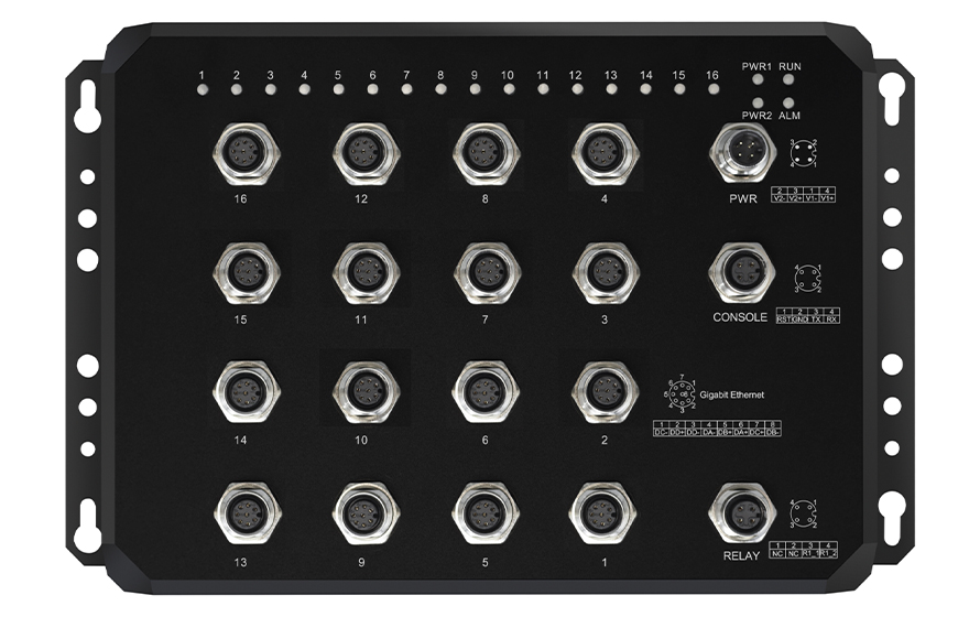 飛暢科技-M12 IP68防護 管理型16路千兆電交換機
